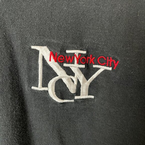 Vintage 90s Fruit of the Loom New York City NYC V-Neck Black T-Shirt M Cotton - Picture 14 of 14